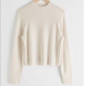 & Other Stories Mock neck ribbed Eyelet sweater